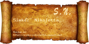 Simkó Nikoletta névjegykártya